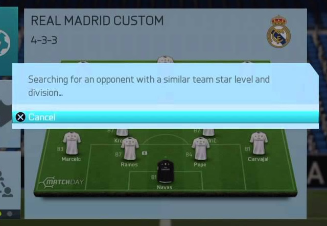 Finding opponent in Fifa 16