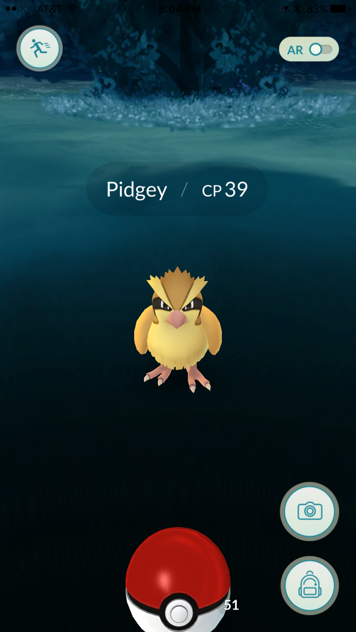 Pokemon creature about to be captured. Pidgey.