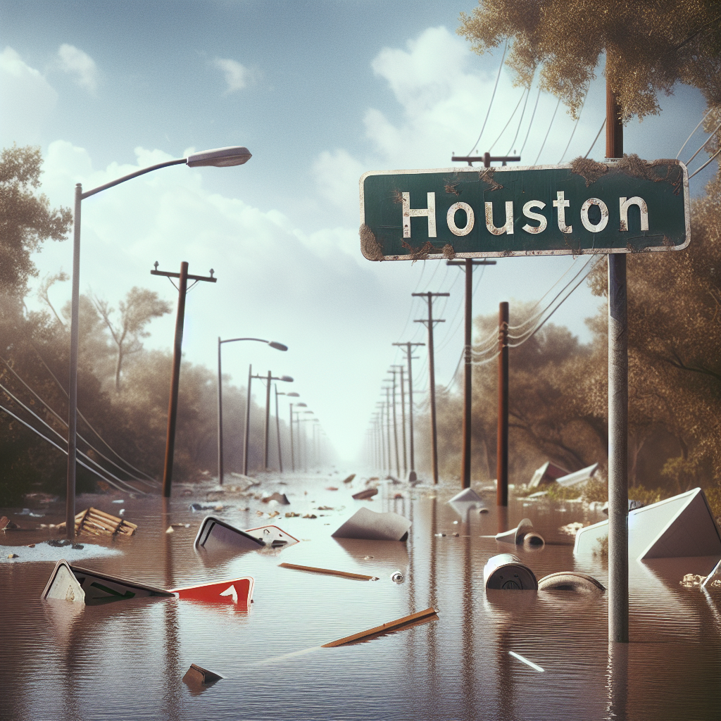 Illustration of "Houston Area Devastated by Hurricane Beryl Aftermath"