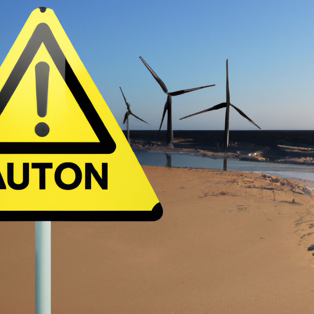 Illustration of "Massachusetts Beaches Closed Due to Wind Turbine Debris"