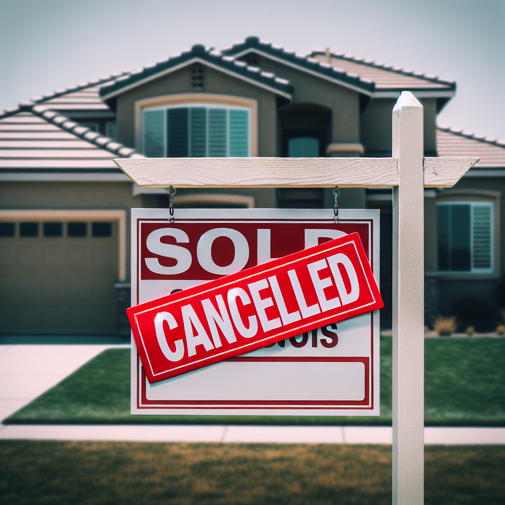 Illustration of Buyers Cancelling Home-Purchase Agreements at Record Highs Amid Competitive Real Estate Market