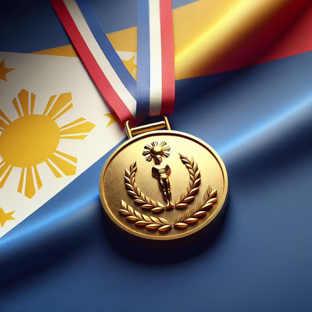 Illustration of Filipino Gymnast Makes History with Gold Medal Win at Paris 2024 Olympics