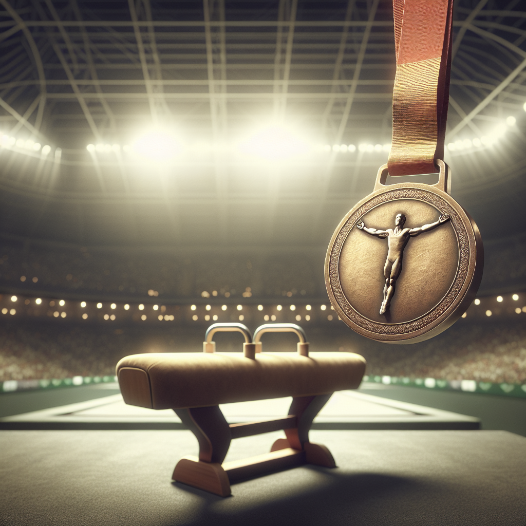 Illustration of "Pommel Horse Specialist Strikes Bronze at Olympics"