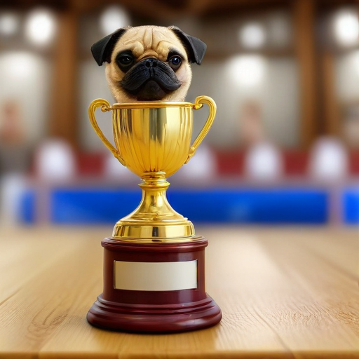 Illustration of "Pug-tastic Win: Vito Claims Victory at the National Dog Show!"