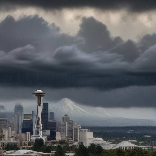 Illustration of Seattle's Storm Forecast: Hope for Accuracy Amid Uncertainty