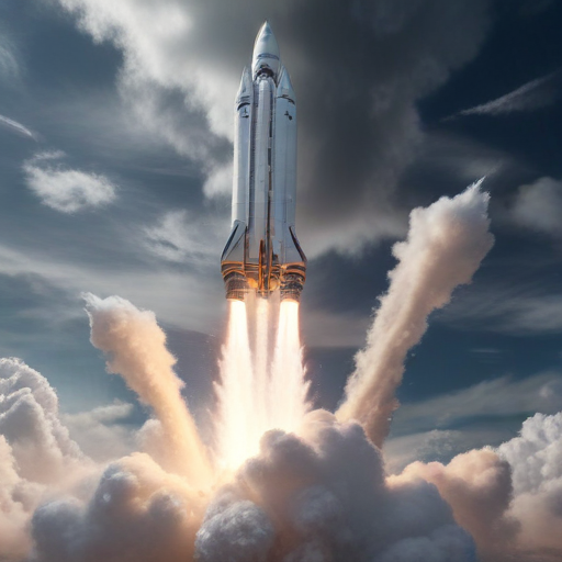 Illustration of "SpaceX's Starship Soars, but Booster's Splashdown Takes a Tumultuous Turn!"