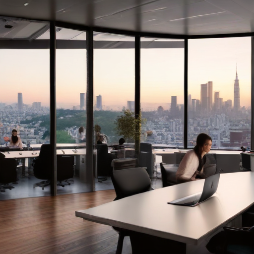 Illustration of Tokyo’s New Flexible Workspace: Compass Offices WTC Annex Set to Revolutionize Business in 2025!