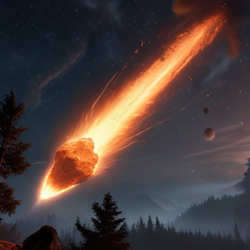 Illustration of Asteroid COWECP5: A Close Call That Went Up in Flames!