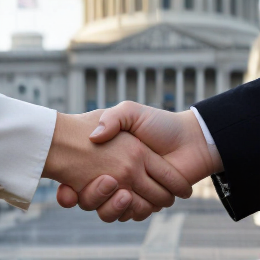 Illustration of "Contention at Capitol: A Handshake or Assault?"