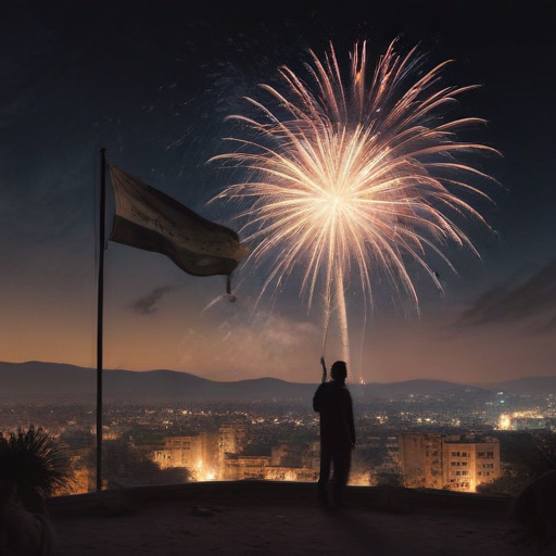 Illustration of Damascus Awakens: A Night of Anxious Anticipation and Celebratory Freedom