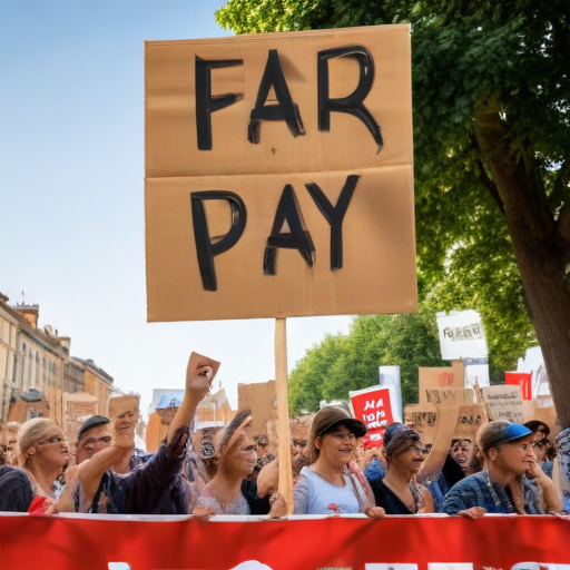 Illustration of Historic Strike: Teamsters Rally for Amazon Workers' Rights and Fair Pay