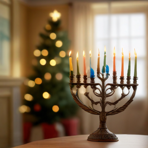 Illustration of Holiday Harmony: A Unique Celebration of Hanukkah and Christmas