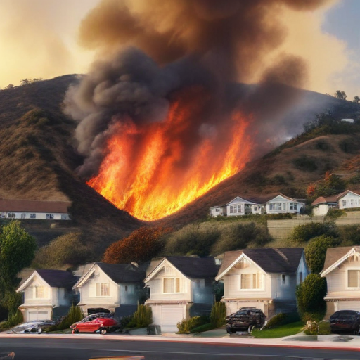 Illustration of Inferno in Malibu: Franklin Fire Forces Evacuations and Threatens Homes