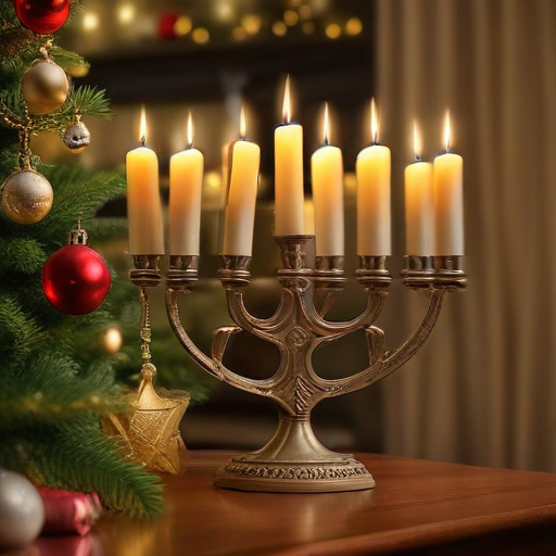 Illustration of Lights, Unity, and Celebration: Hanukkah Meets Christmas This Year!