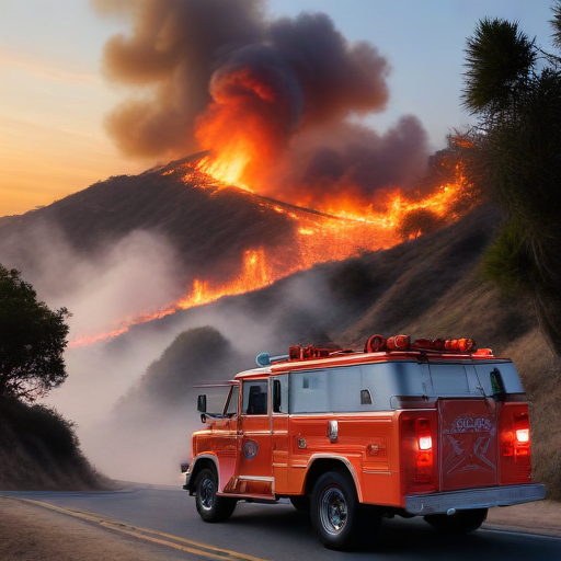 Illustration of Malibu in Flames: Franklin Fire Forces Evacuations and Heightened Alert