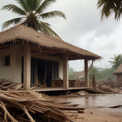 Illustration of Mayotte in Crisis: Cyclone Chido Leaves Devastation and Urgent Need for Aid
