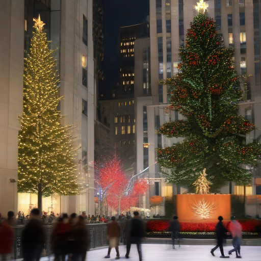 Illustration of Rockefeller Center Shines Bright Amidst Holiday Joy and Community Resilience