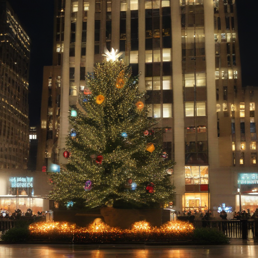 Illustration of Rockefeller Center Tree Lighting: Celebrating Joy Amidst Heightened Security Concerns