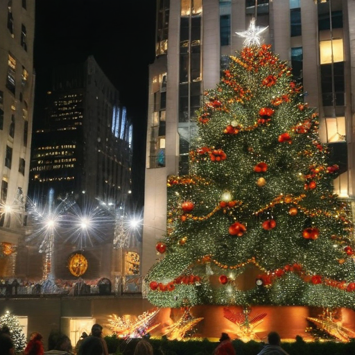 Illustration of Rockefeller Center's Christmas Tree Shines Bright: A Holiday Tradition Continues!