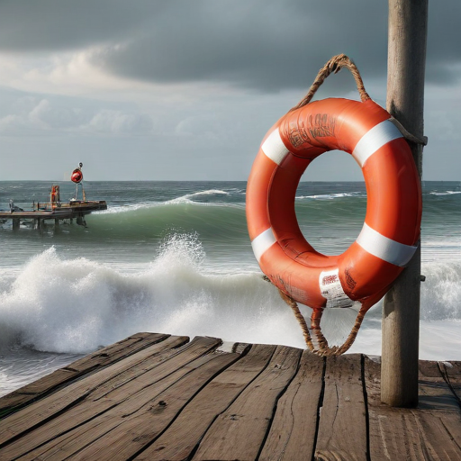 Illustration of Santa Cruz Wharf Collapse: Workers Rescued as Waves Roar