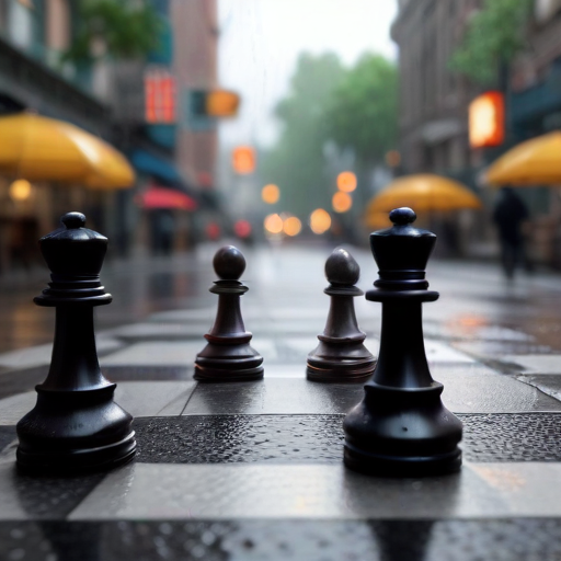 Illustration of Wembanyama’s Chess Challenge: A Rainy Day in New York with Fans