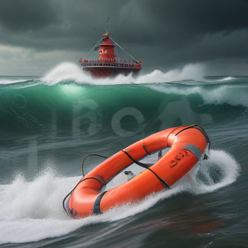 Illustration of Wharf Chaos: Storm Swells Cause Dramatic Rescue in Santa Cruz