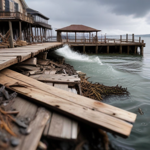 Illustration of Wharf Collapse in Santa Cruz: A Community's Resilience Tested