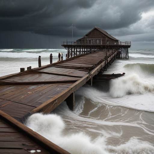 Illustration of Wharf Woes: Santa Cruz Collapse Amid Storm Swells