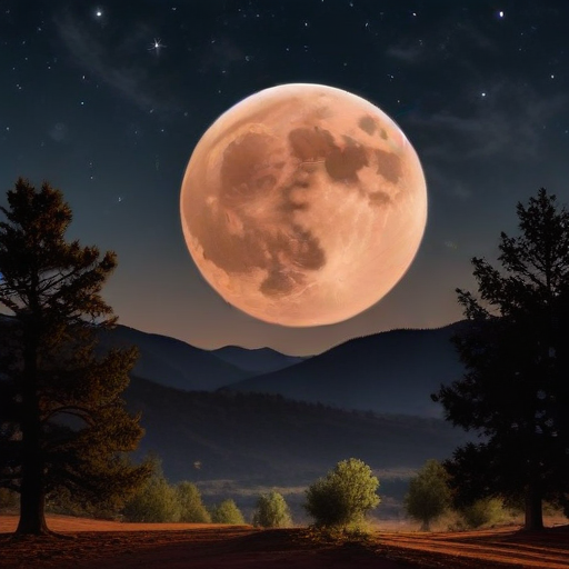 Illustration of Celestial Wonders: The Mesmerizing Dance of the Full Wolf Moon and Mars