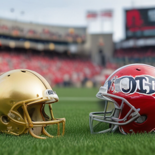 Illustration of Clash of Titans: Ohio State vs. Notre Dame in National Championship Showdown!