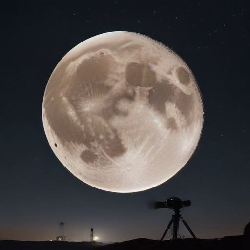 Illustration of Cosmic Dance: Witness the Enchantment of the Full Wolf Moon and Mars