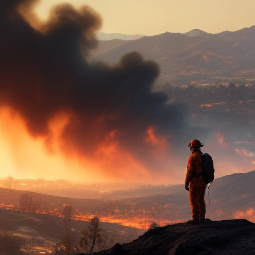 Illustration of "Fiery Crisis: LA Wildfires Rage as Death Toll Climbs"