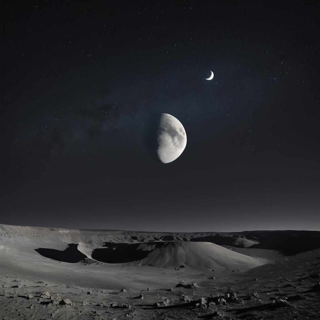 First Quarter Moon Shines Over Stevinus Crater as Ceres Traverses the Night Sky
