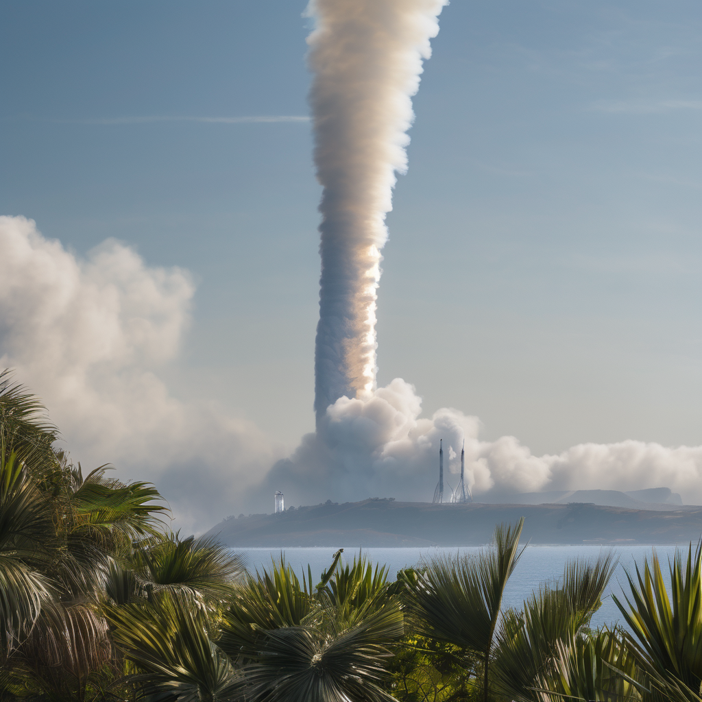 Merritt Island Smoke Meets SpaceX Starlink Launch at Cape Canaveral